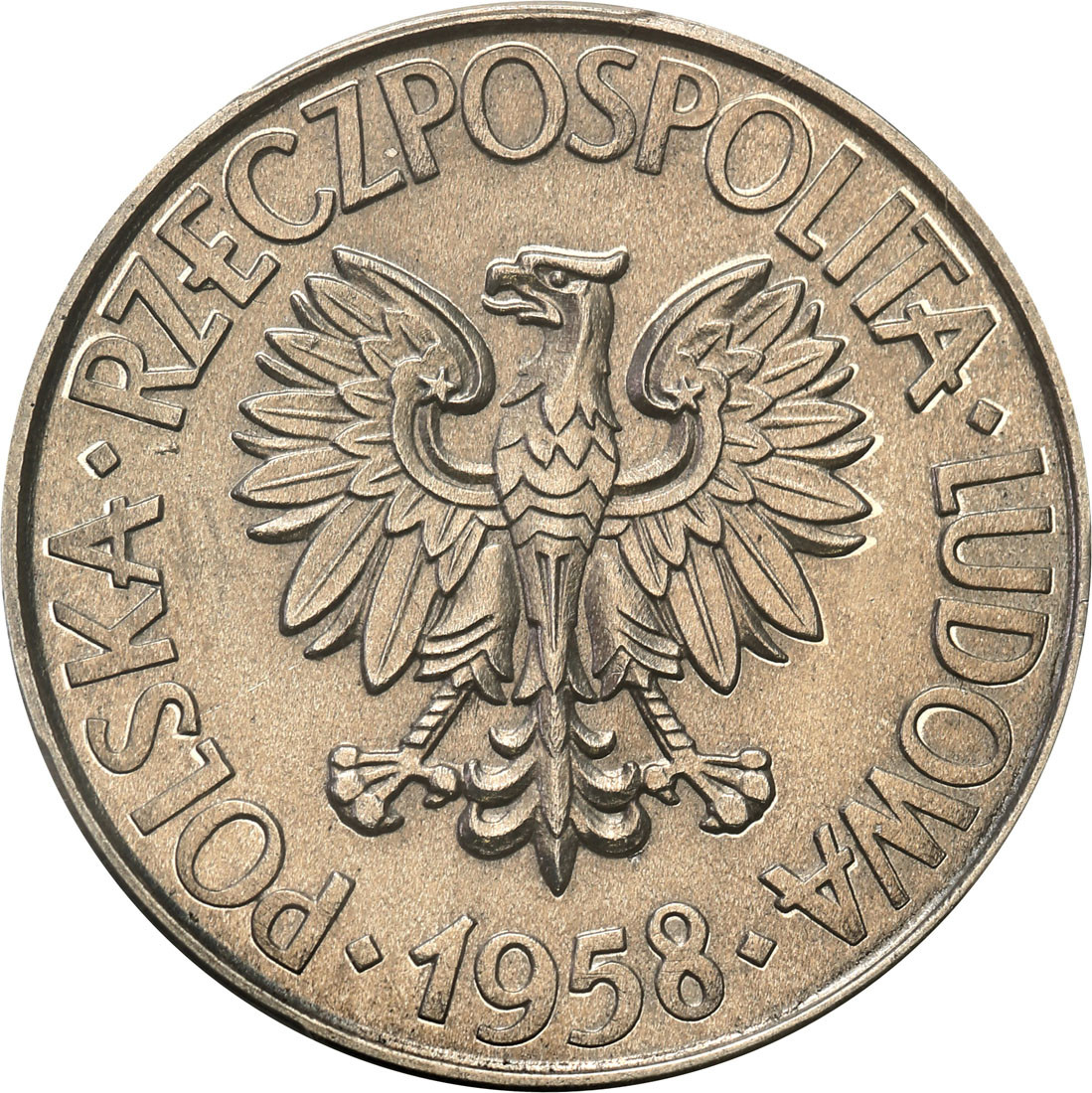 PRL. PRÓBA aluminium 10 złotych 1958 Kościuszko z napisem PRÓBA - PCGS SP64 (MAX)